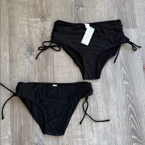 Lot of 2- Black High-Waisted Bikini Bottoms